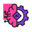 AI tools for smarter admissions Half brain, half gear icon with "AI" in the center, pink and purple gradient background.